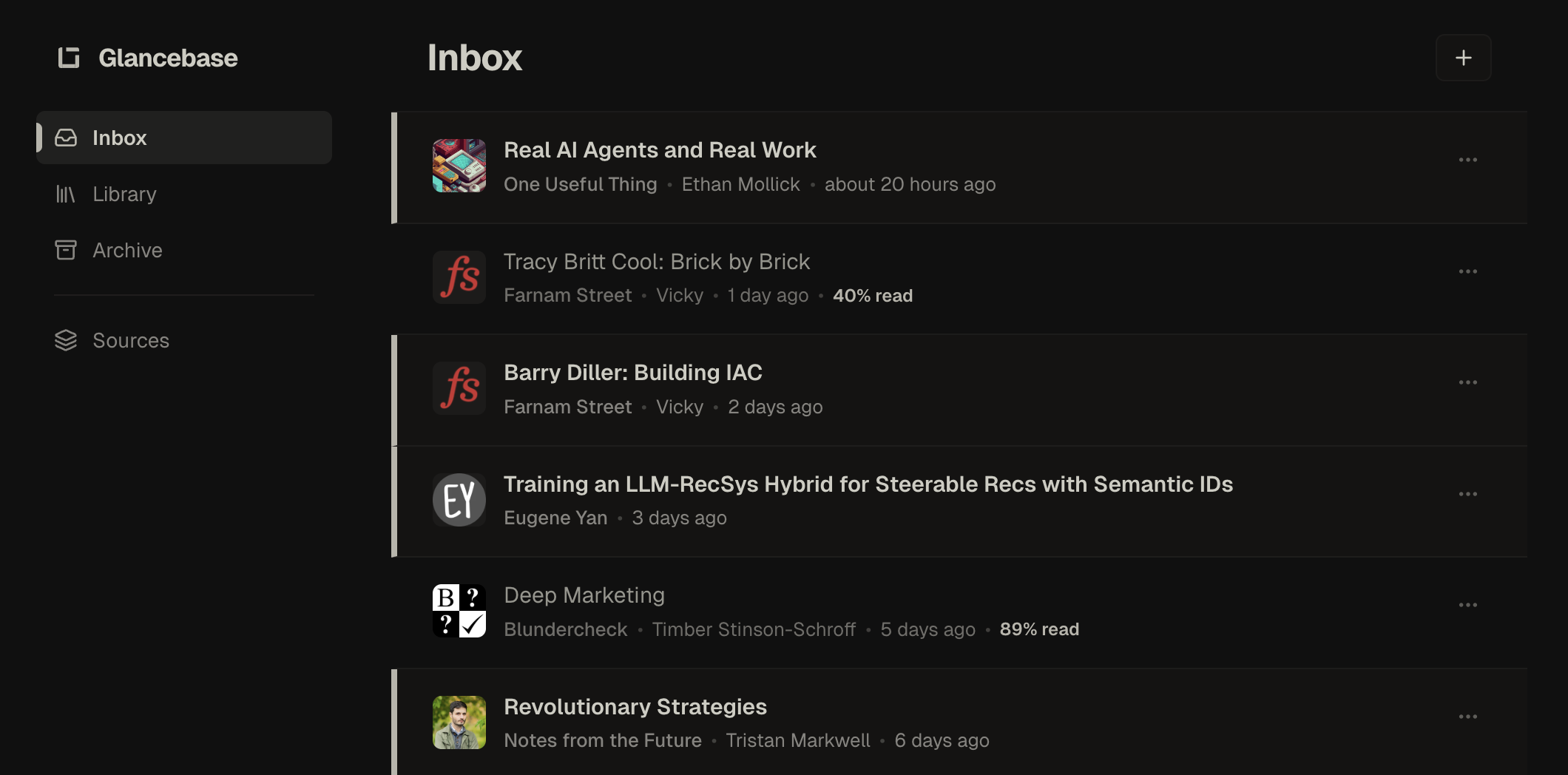 Glancebase interface